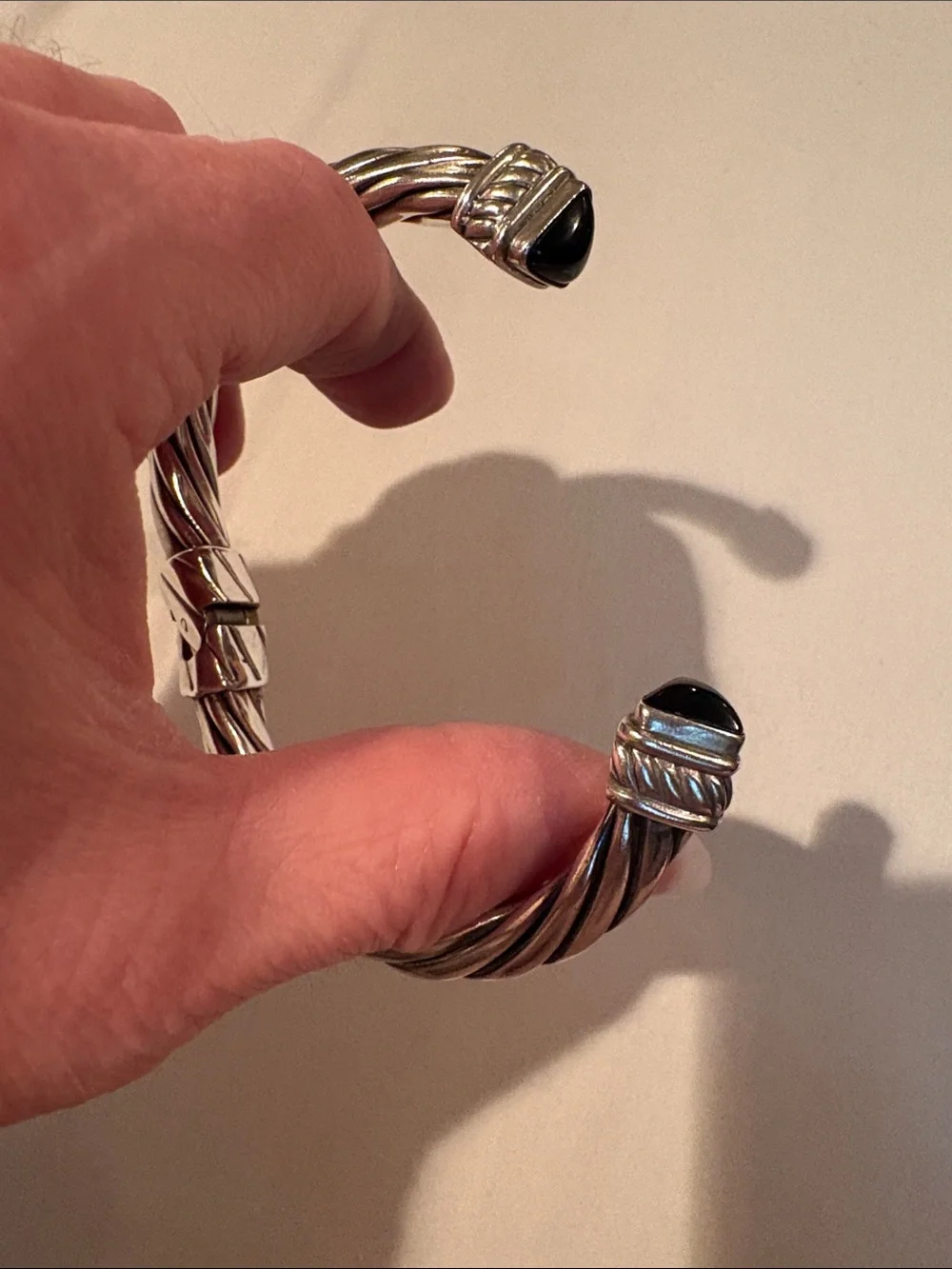 Silpada Rare and Early Hinged Cuff Bracelet with Black Onyx